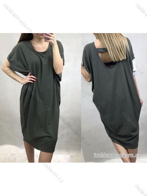 Šaty oversize krátký rukáv dámské nadrozměr (4XL/5XL ONE SIZE) ITALSKÁ MÓDA IM422EDITA