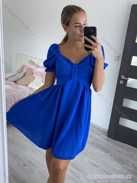 Šaty letní žabičkované carmen dámské (S/M/L ONE SIZE) ITALSKÁ MÓDA IM922011