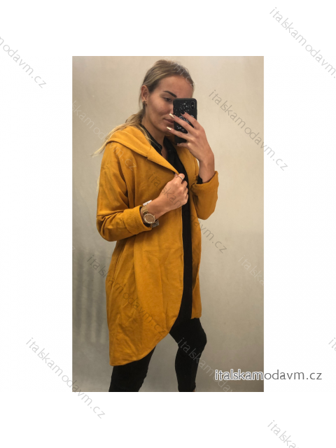 Cardigan bavlněný tenký dlouhý rukáv s kapucí dámský (S/M/L/XL ONE SIZE) ITALSKÁ MÓDA IMD22689