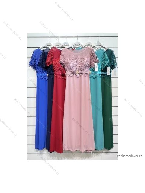 Šaty elegantní společenské krátký rukáv dámské nadrozměr (XL/2XL ONE SIZE) ITALSKÁ MÓDA IMPSH2216386