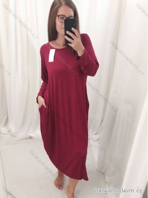 Šaty dlouhé maxi letní dlouhý rukáv dámské (XL/2XL/3XL ONE SIZE) ITALSKÁ MÓDA IMD22624