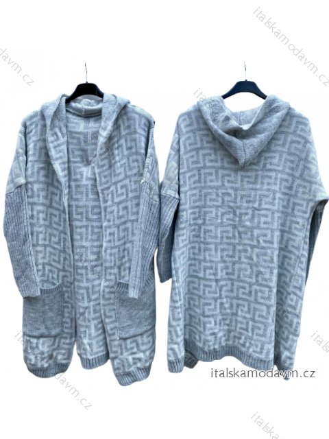 Cardigan pletený dlouhý rukáv dámský  (L/XL ONE SIZE) ITALSKÁ MÓDA IMD22741