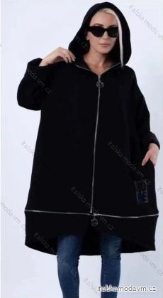 Mikina teplá prodloužená oversize na zip s kapucí dámská nadrozměr (2XL/3XL ONE SIZE) ITALSKÁ MÓDA IMD22676