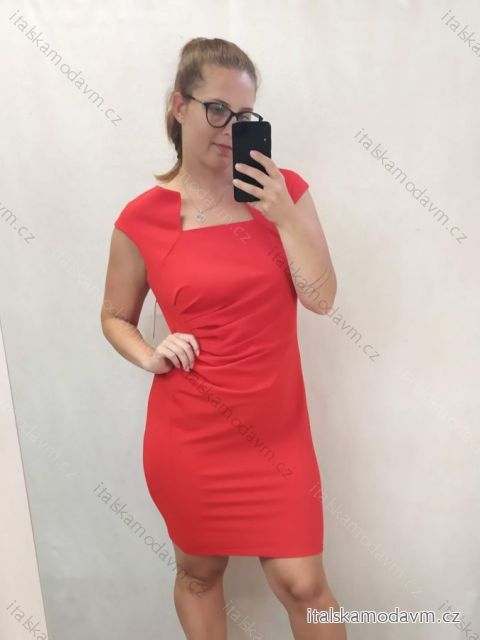 Šaty elegantní společenské dámské (XL-4XL) ITALSKá MóDA IM922DRESSRED/DR