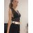 Tílko crop top krajkové bez rukávu dámské (S/M ONE SIZE) ITALSKÁ MÓDA IMPBB22O9638