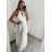 Šaty dlouhé elegantní společenské bez rukávu dámské (L/XL ONE SIZE) ITALSKÁ MÓDA IMM22FS52701/DR L/XL bílá