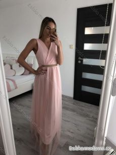 Šaty dlouhé společenské tilové elegantní plesové dámské (S/M ONE SIZE) ITALSKÁ MÓDA IMM22fs52232S