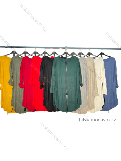 Tunika s opaskom dlhý rukáv dámska nadrozmer (2XL/3XL ONE SIZE) TALIANSKA MÓDA IM4221057