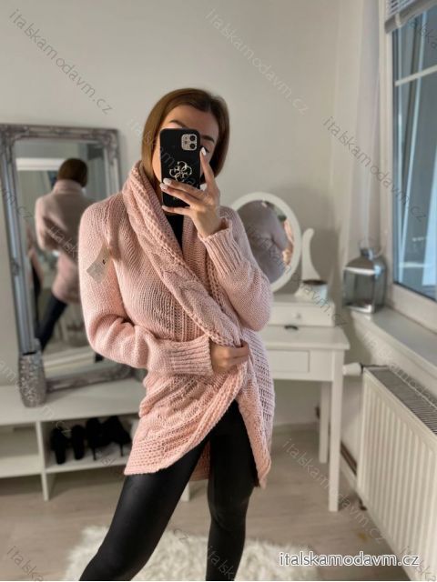 Cardigan pletený dlouhý rukáv dámský (M/L ONE SIZE) ITALSKÁ MÓDA IMD22704