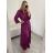 Šaty dlouhé elegantní společenské dlouhý rukáv dámské (S/M ONE SIZE) ITALSKÁ MÓDA IMPSH2255183/DR S/M královská modrá