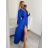 Šaty dlouhé elegantní společenské dlouhý rukáv dámské (S/M ONE SIZE) ITALSKÁ MÓDA IMPSH2255183/DR S/M královská modrá