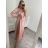 Šaty dlouhé elegantní společenské dlouhý rukáv dámské (S/M ONE SIZE) ITALSKÁ MÓDA IMPSH2255183/DR S/M královská modrá