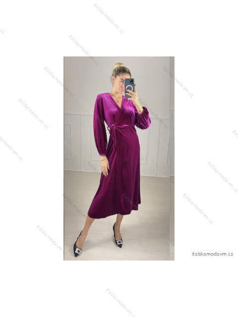 Šaty elegantný dlhý rukáv dámske (S/M ONE SIZE) TALIANSKA MÓDA IMPBB22F12390