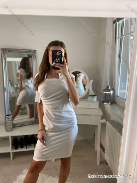 Šaty pouzdrové společenské elegantní bez rukávů dámské (S-XL) ITALSKÁ MÓDA IMM22Q51239 bílá L