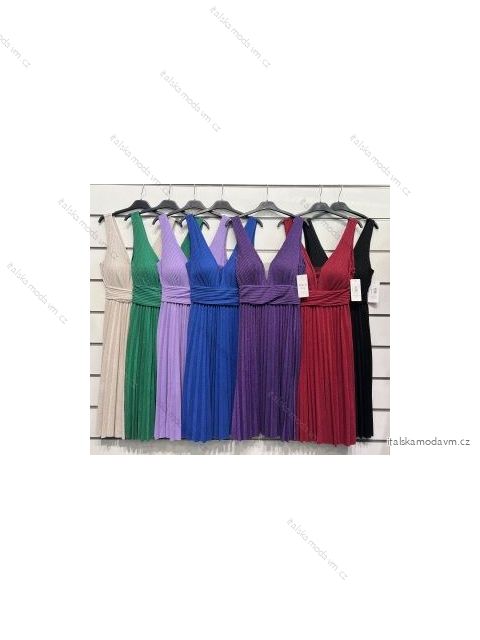Šaty elegantné spoločenské skladané na ramienka dámske (S/M ONE SIZE) TALIANSKA MÓDA IMPSH226258C