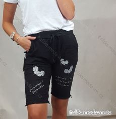 Kalhoty plátěné 3/4 krátké  dámské (UNI S/M/L) ITALSKÁ MÓDA IM4201205/DR