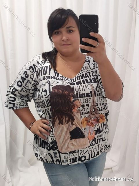 Sveter tenký oversize rukáv dámsky nadrozmer (3XL/4XL ONE SIZE) TALIANSKA MÓDA IM422PARIS