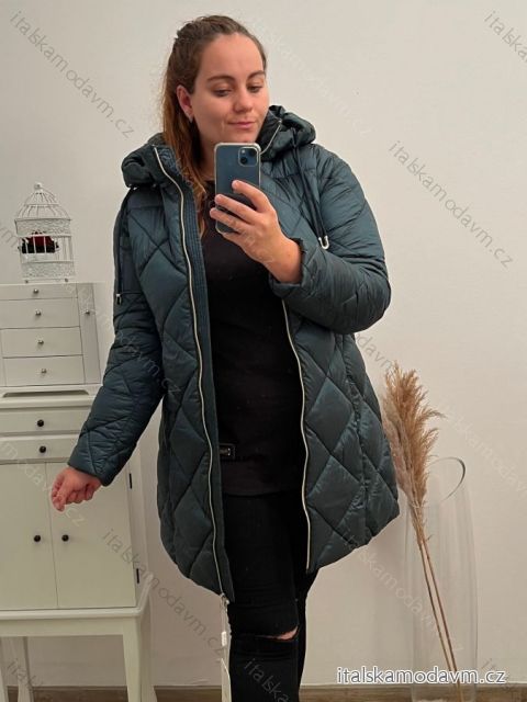 Bunda s kapucí dlouhý rukáv dámský (S-2XL) ITALSKÁ MÓDA IMT22024