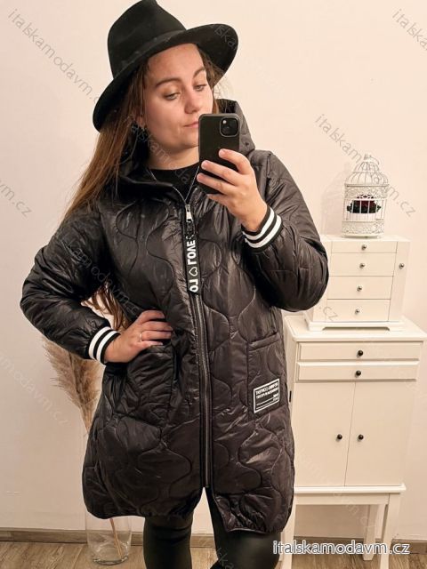 Bunda oversize s kapucí dámská nadrozměr (XL/2XL ONE SIZE) ITALSKÁ MÓDA IM422727