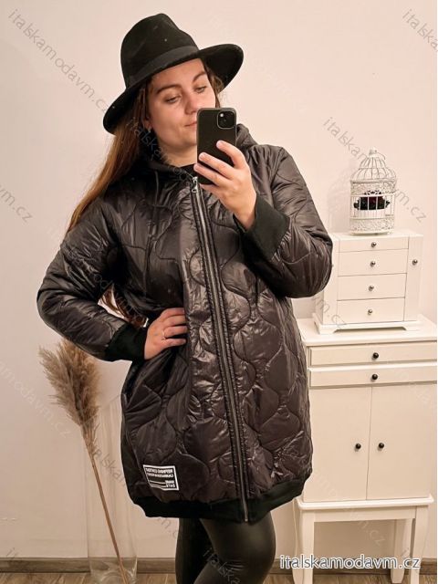 Bunda oversize s kapucí dámská nadrozměr (XL/2XL ONE SIZE) ITALSKÁ MÓDA IM422APOL/DR XL/2XL Černá