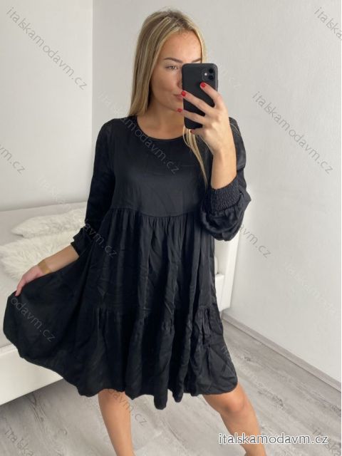 Šaty dlouhý rukáv dámské (S/M ONE SIZE) ITALSKÁ MÓDA IMPBR22A3791-R9/DR Černá S/M