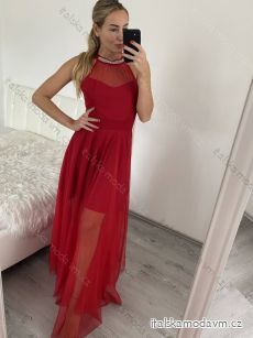 Šaty tilové elegantní bez rukávů dámské (S/M ONE SIZE) ITALSKÁ MÓDA IMM22Q52235/DR