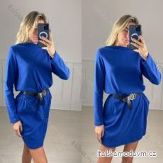 Šaty elegantní s páskem dlouhý rukáv dámské (S/M ONE SIZE) ITALSKÁ MÓDA IMPBB2250387v