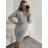 Šaty pletené dlouhý rukáv dámské (S/M/L ONE SIZE) ITALSKÁ MÓDA IMD22936/DR M/L Černá