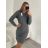 Šaty pletené dlouhý rukáv dámské (S/M/L ONE SIZE) ITALSKÁ MÓDA IMD22936/DR M/L Černá
