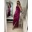 Šaty plesové dlouhé elegantní bez rukávu dámské (S/M ONE SIZE) ITALSKÁ MÓDA IMPBB22B22876/DR S/M vínová