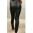 Legíny koženkové zateplené dlouhé dámské (S/M, M/L, LX/2XL) TURECKÁ MODA TM9222048/DR černá L/XL