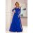 309-2 AMBER elegant lace long dress with a neckline - Royal blue