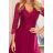 309-1 AMBER elegant lace long dress with a neckline - Burgundy color