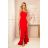 317-1 One shoulder long dress - red