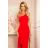 317-1 One shoulder long dress - red