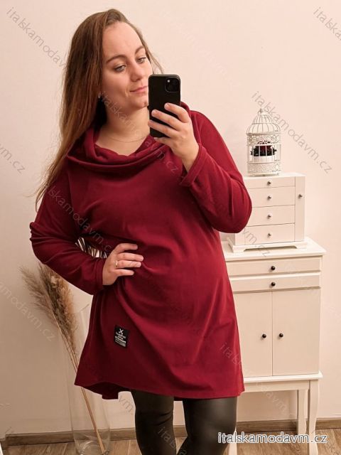 šaty flaušové dlouhý rukáv dámská nadrozměr (2XL/3XL ONE SIZE) ITALSKÁ MÓDA IM4221019