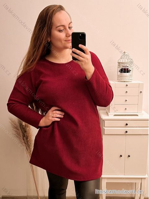 Šaty teplé dlouhý rukáv dámské nadrozměr (3XL/4XL ONE SIZE) ITALSKá MóDA IM422NEAPOL