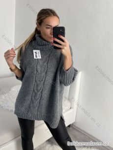 Svetr pletený oversize s rolákem dlouhý rukáv dámský (S/M/L/XL/2XL/3XL ONE SIZE) ITALSKÁ MÓDA IMWC223672