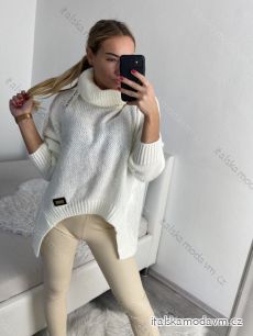 Svetr pletený oversize s rolákem dlouhý rukáv dámský (S/M/L ONE SIZE) ITALSKÁ MÓDA IMWC223673