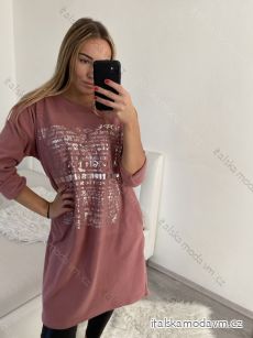 Šaty sametové teplé dlouhý rukáv dámské nadrozměr (L/XL/2XL ONE SIZE) ITALSKÁ MÓDA IM322651