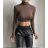 Top croptop s rolákem dlouhý rukáv dámský (S/M ONE SIZE) ITALSKÁ MÓDA IMPBB22C26064