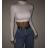 Top croptop s rolákem dlouhý rukáv dámský (S/M ONE SIZE) ITALSKÁ MÓDA IMPBB22C26064