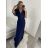 Šaty dlouhé plesové společenské krátký rukáv dámské (S/M/L ONE SIZE) ITALSKÁ MÓDA IMH2280330/DR2 vínová