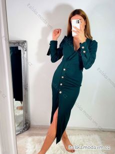 Šaty elegantní dlouhý rukáv dámské (S/M ONE SIZE) ITALSKÁ MÓDA IMWE223781