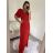 Šaty dlouhé plesové společenské krátký rukáv dámské (S/M/L ONE SIZE) ITALSKÁ MÓDA IMH2280330/DR2 vínová