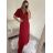 Šaty dlouhé plesové společenské krátký rukáv dámské (S/M/L ONE SIZE) ITALSKÁ MÓDA IMH2280330/DR2 vínová