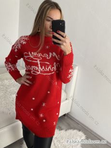 Šaty pletené/svetr prodloužený dlouhý rukáv dámský vánoční (S/M/L ONE SIZE) ITALSKÁ MÓDA IMM22vn22958