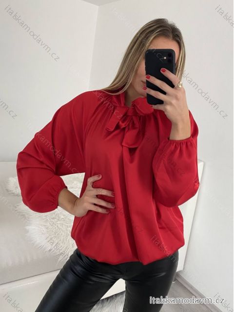 Halenka saténová dlouhý rukáv dámská (S/M/L ONE SIZE) ITALSKá MóDA IM322561/DR M/L červená