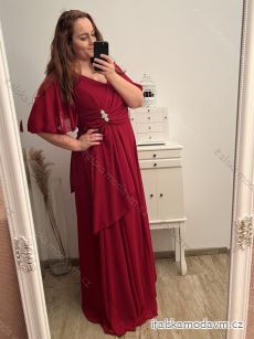 Šaty elegantní dlouhé krátký rukáv dámské nadrozměr (XL/2XL ONE SIZE) ITALSKÁ MÓDA IMPSH2280302/DU