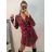 Šaty elegantní košilové s páskem dlouhý rukáv dámské (S-XL) ITALSKÁ MÓDA IMWKK223998/DU červená L